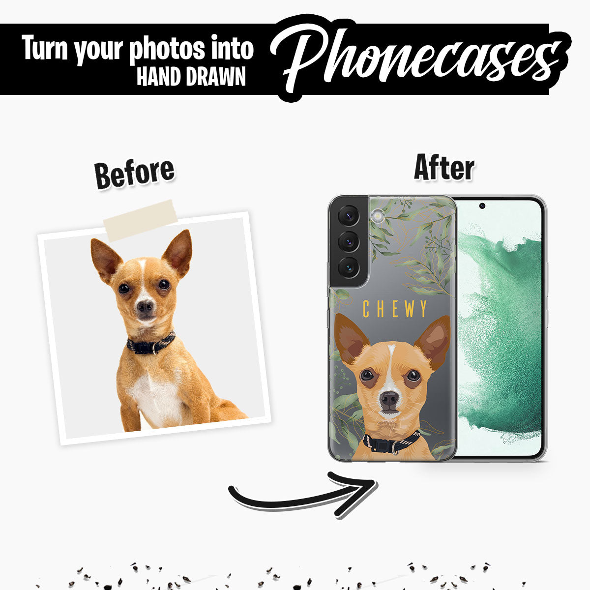 Custom Dog Clear Case - Leaves Pattern