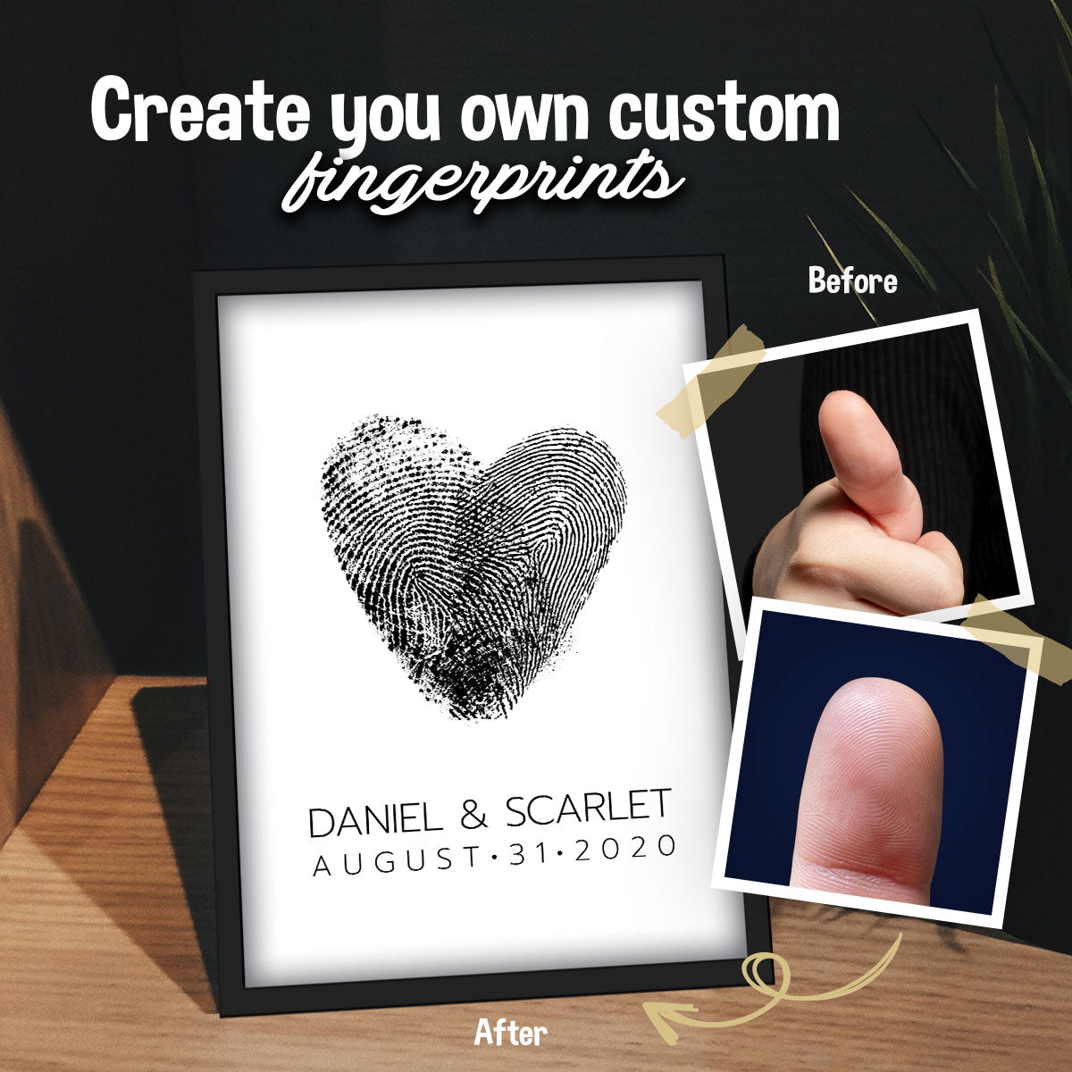 Drawn Couples Fingerprint Portrait