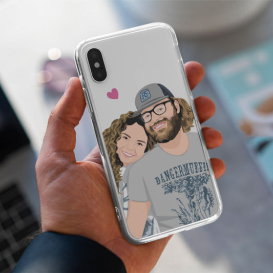 Couples Drawing Clear Phone Case