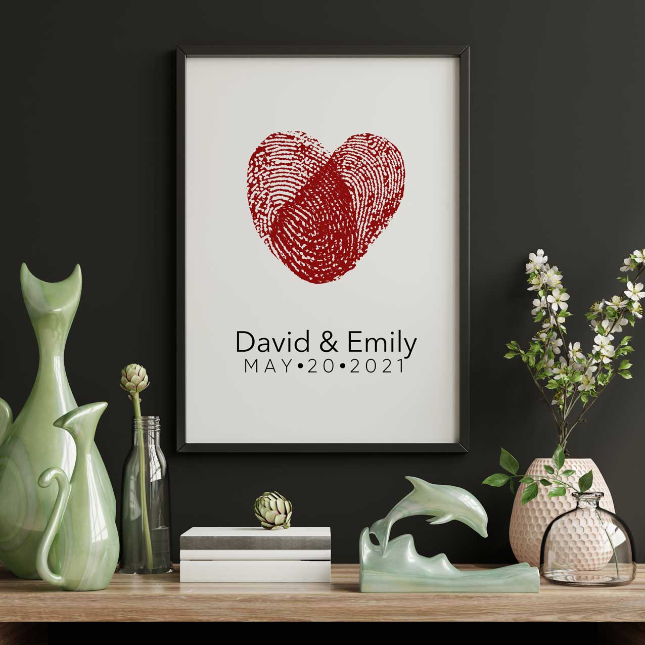 Drawn Couples Fingerprint Portrait